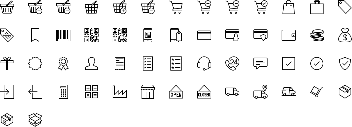 E-commerce icons in outline style