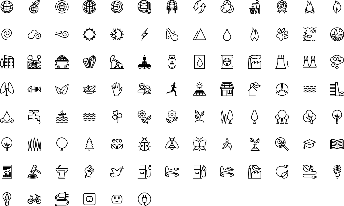 Ecology icons in outline style