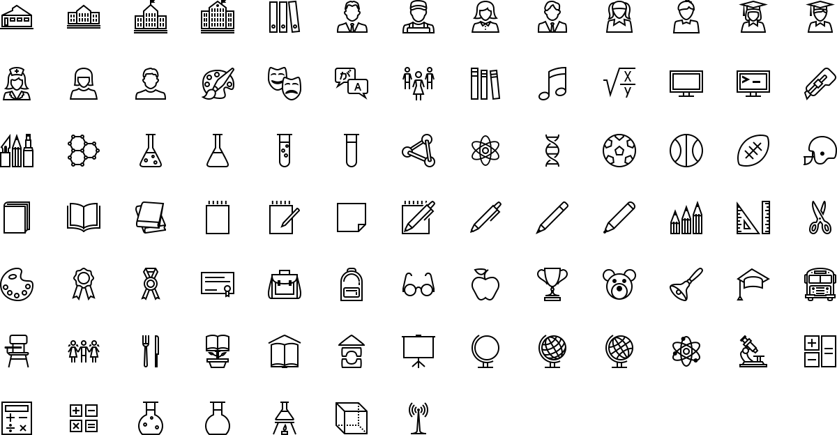 Education icons in outline style