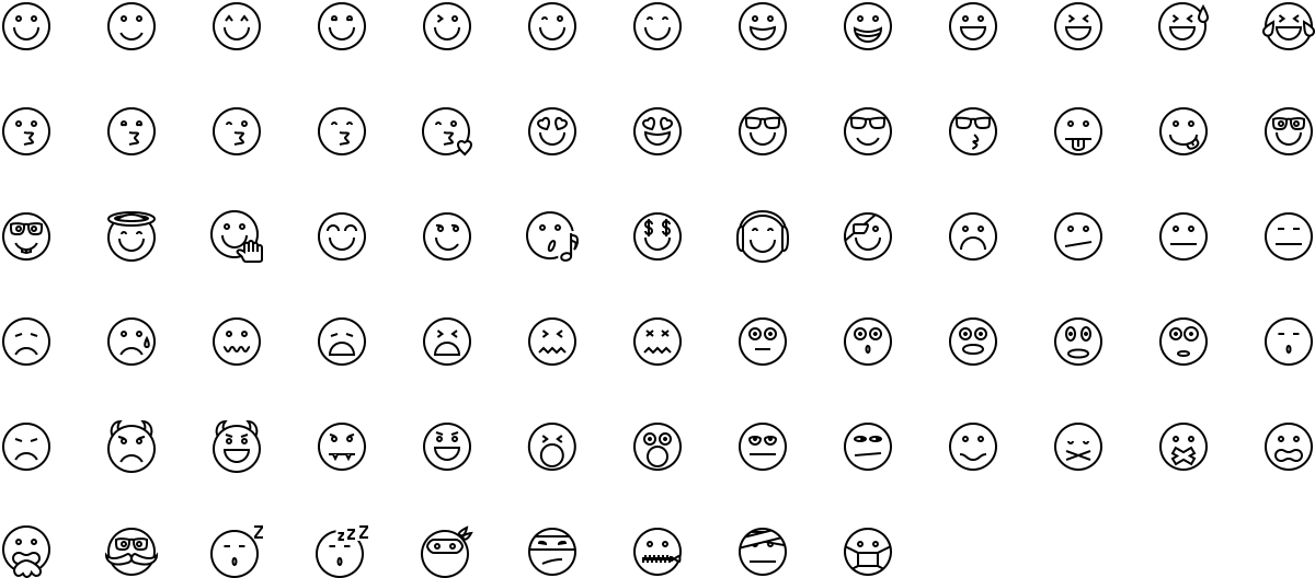 Emoticons icons in outline style