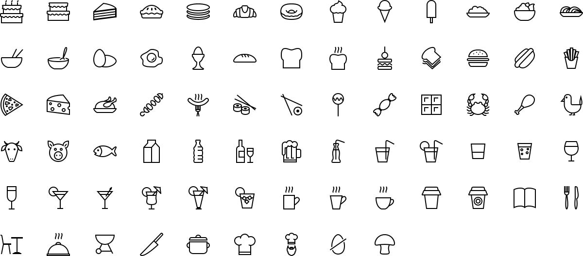 Food icons in outline style