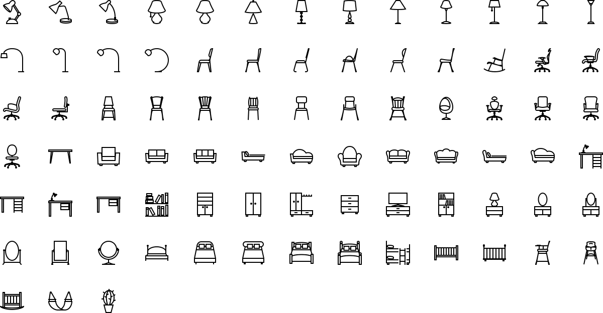 Furniture icons in outline style