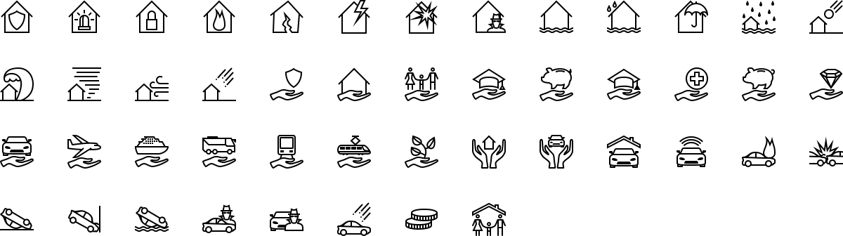 Insurance icons in outline style