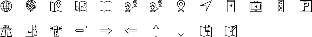 Navigation icons in outline style