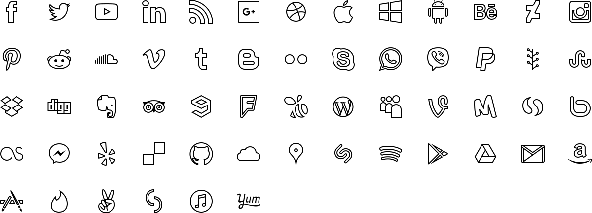 Social media icons in outline style