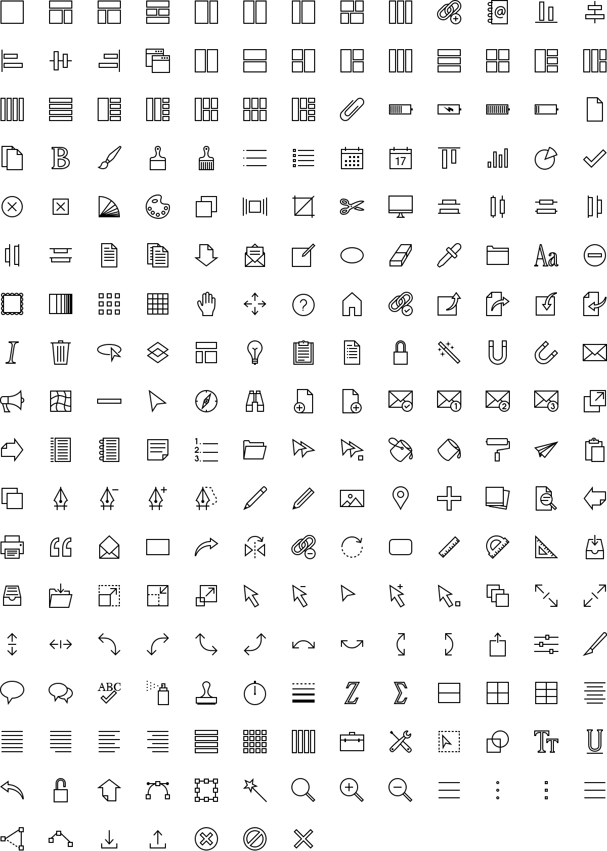 Software icons in outline style