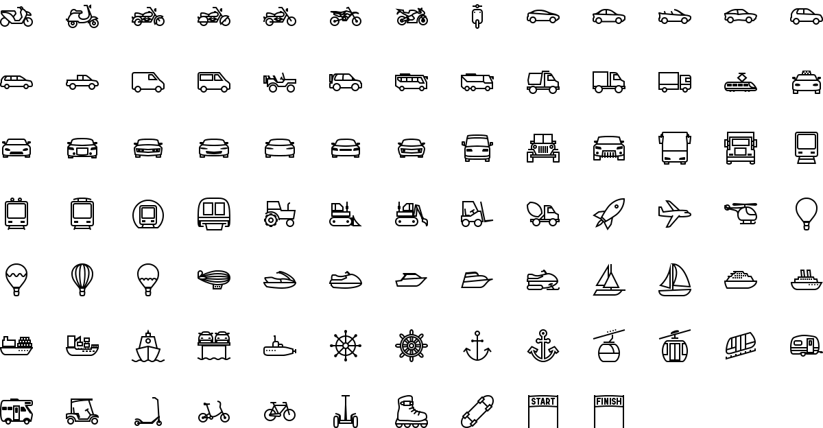 Transport icons in outline style