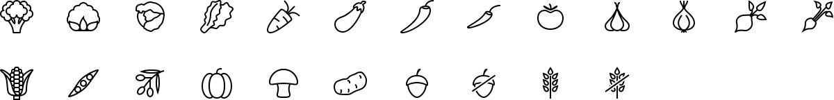 Vegetable icons in outline style