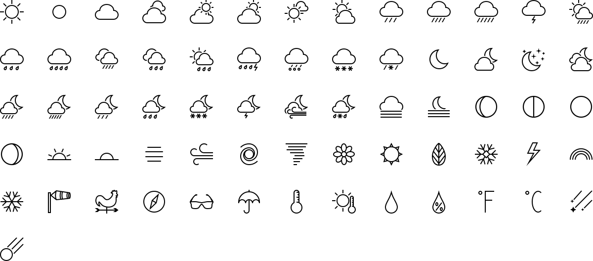 Weather icons in outline style