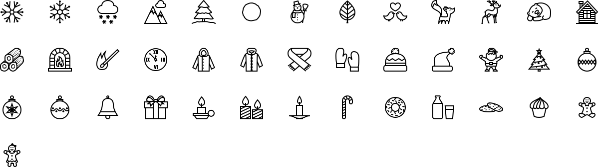 Winter icons in outline style