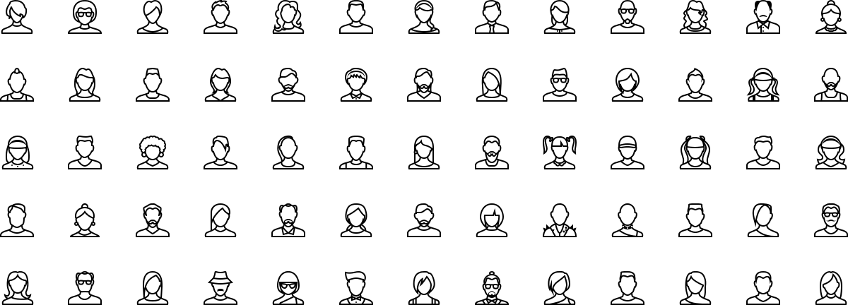 Avatars icons in outline style