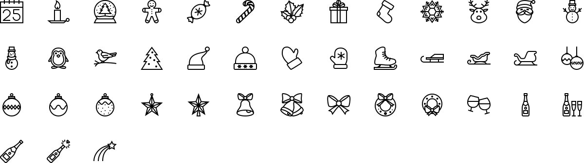 Christmas icons in outline style