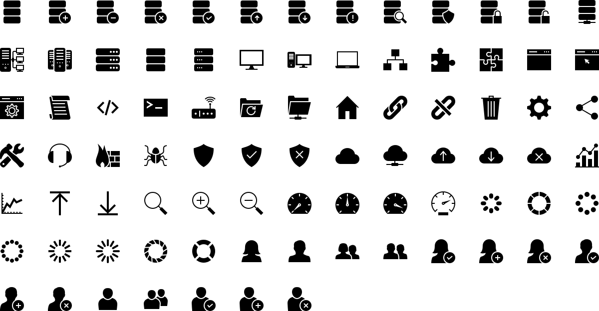 Database and networking icons in fill style