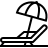 Beach chair and umbrella in outline style
