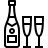 Champagne and glasses in outline style
