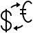 Currency exchange in outline style