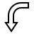 Down arrow (curved) in outline style