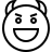 Evil smiling face with horns in outline style