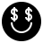 Smiling face with dollar eyes in fill style