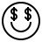 Smiling face with dollar eyes in outline style