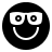 Smiling face with eyeglasses in fill style