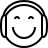 Smiling face with headphones in outline style