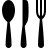 Spoon, knife, fork in fill style