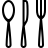 Spoon, knife, fork in outline style